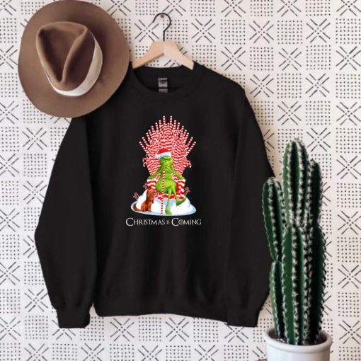 Grinch Is Coming Candy Cane Throne Funny Christmas Sweatshirt