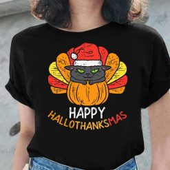 Happy Hallothanksmas Turkey Cat Thanksgiving Christmas
