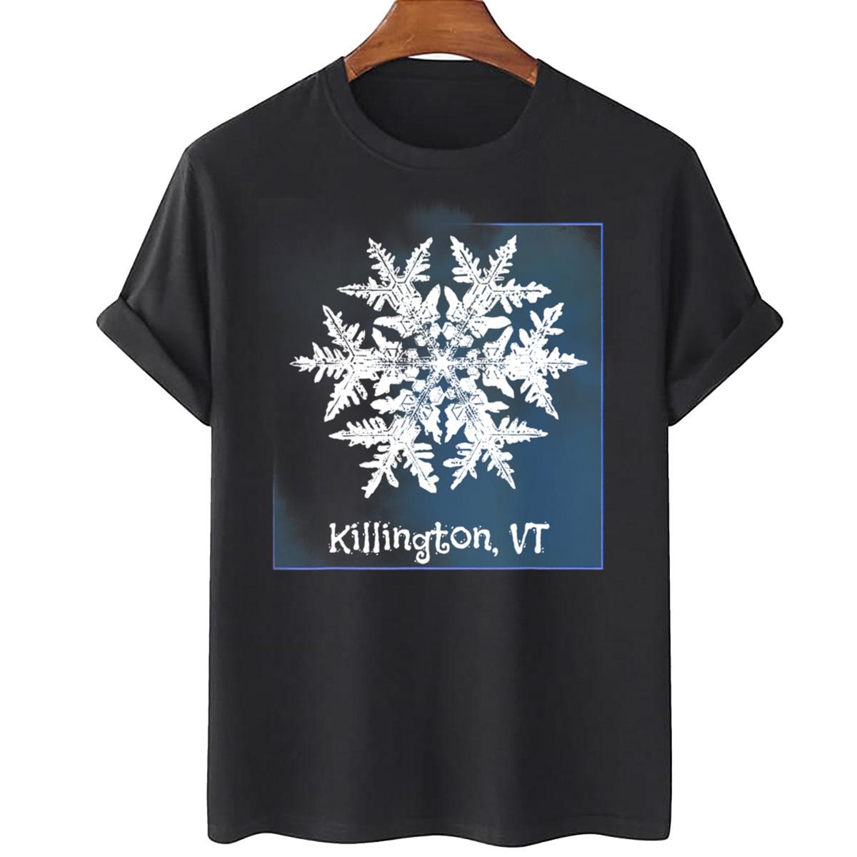 Killington Vermont Snowflake Skier & Snowboarder Christmas T-Shirt