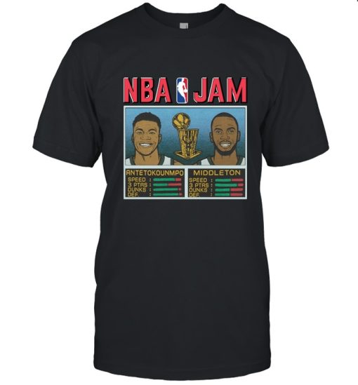 NBA JAM Bucks Champs Giannis And Middleton Shirt