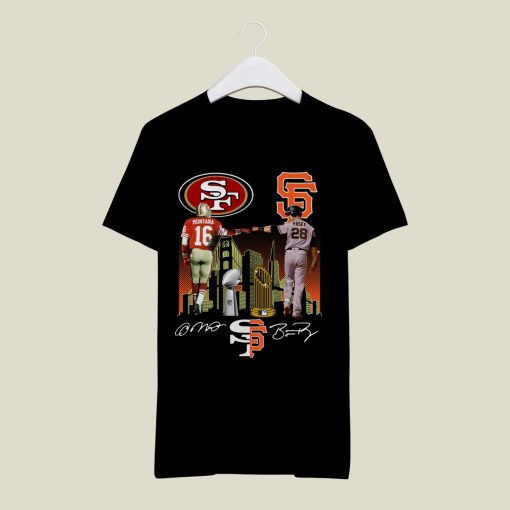 San Francisco 49ers And San Francisco Giants Montana Vs Posey Signatures T Shirt
