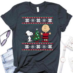 Snoopy and Charlie Peanuts Christmas tree T-Shirt