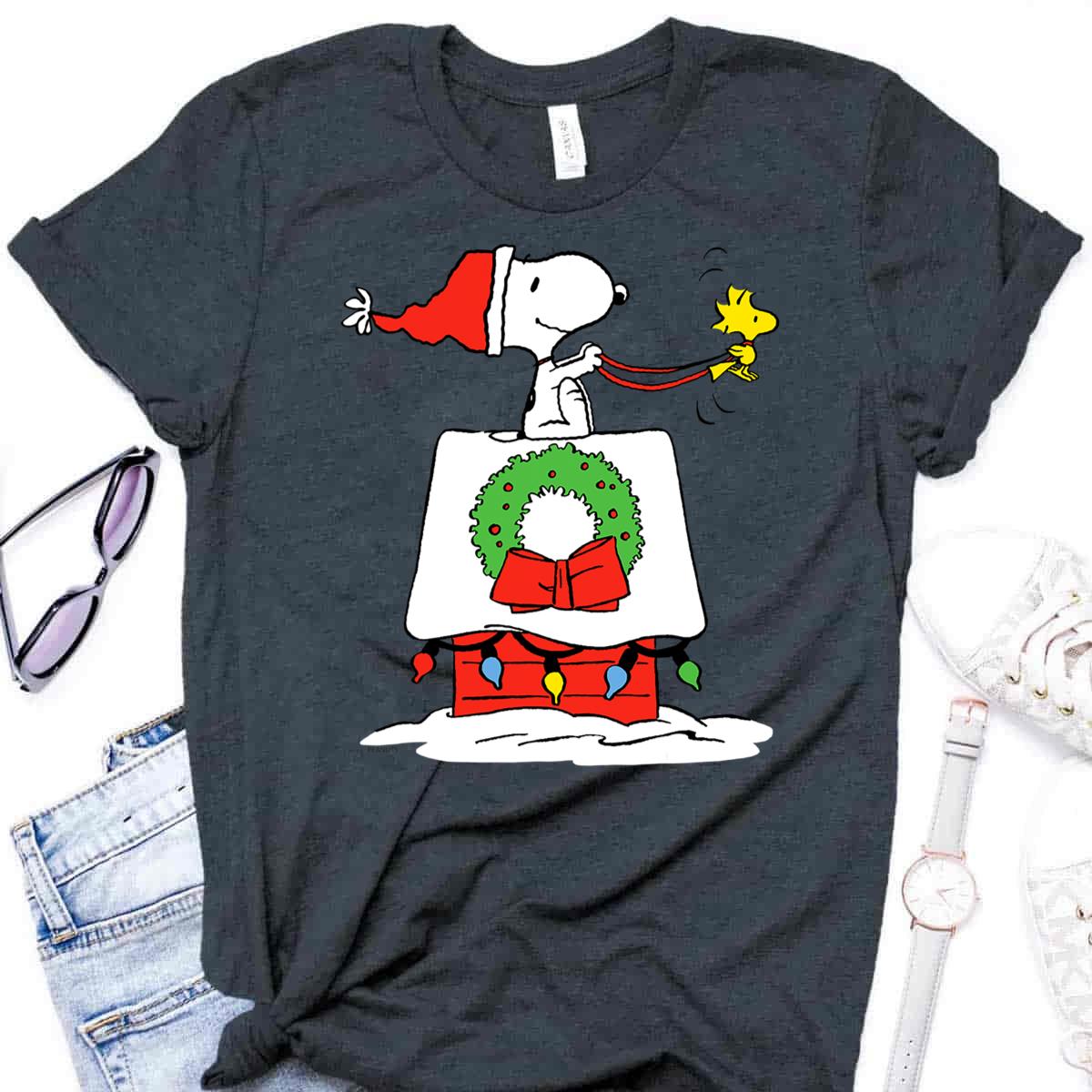 Snoopy’s Doghouse Sleigh Peanuts Holiday T-Shirt