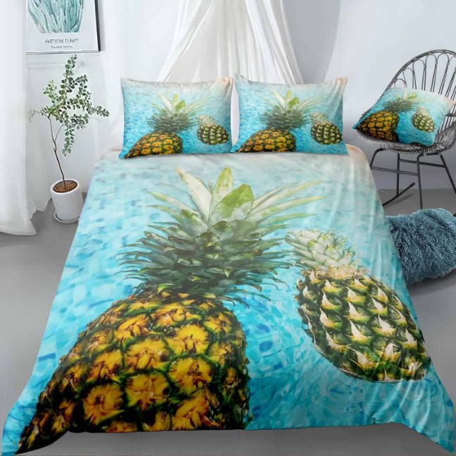 3d Blue Pineapple Ice Bedding Set, Pineapple Twin Bed Comforter
