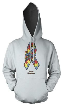 Autism Awareness Rainbow Jigsaw Ribbon Butterfly Unisex Hoodie