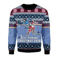 Best Pucking Christmas Ever Jesus And Santa Claus Ugly Sweater