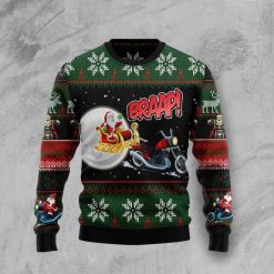 Biker Santa Xmas All Over Printed Sweater