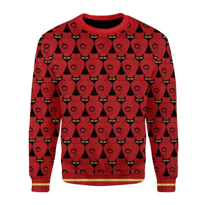 Black Cat 3D Red Sweater