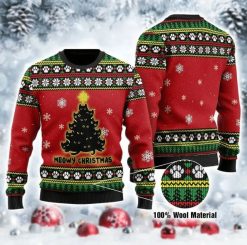 Black Cat Christmas Tree All Over Printed Sweater