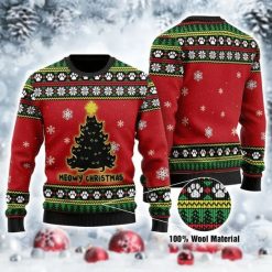 Black Cat Christmas Tree All Over Printed Sweater
