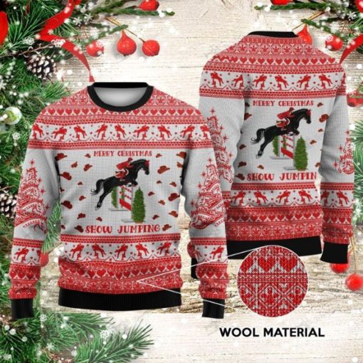 Black Horse Horseman Snow All Over Printed Sweater