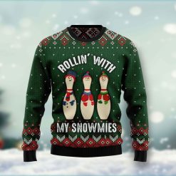 Bowling Rolling With My Snowmies All Over Printed Sweater