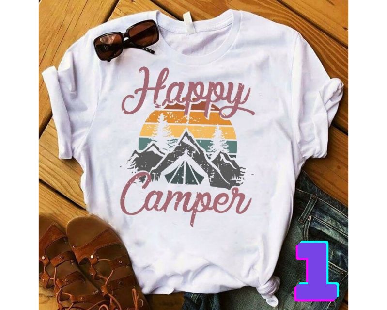 Camping Hobby Happy Camper Retro Unisex T-Shirt