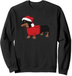 Christmas Dachshund Santa Hat Cute Dog Unisex Sweatshirt