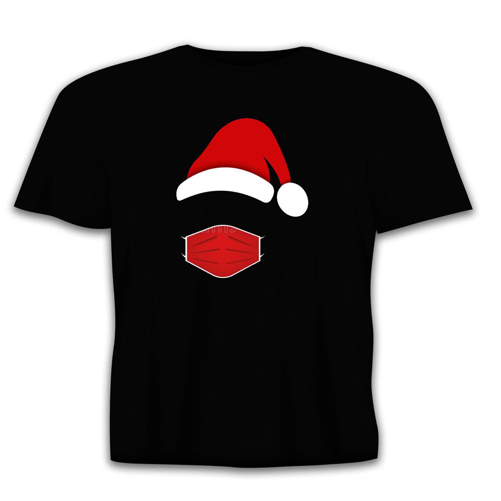 Christmas Hat And Mask Merry Xmas Lockdown Funny Unisex T-Shirt