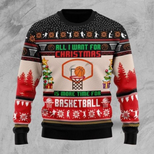 Christmas Is More Time For Basketball 3D Red Sweater All Over Print