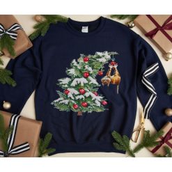 Christmas Tree Cat Hanging Sweatshirt