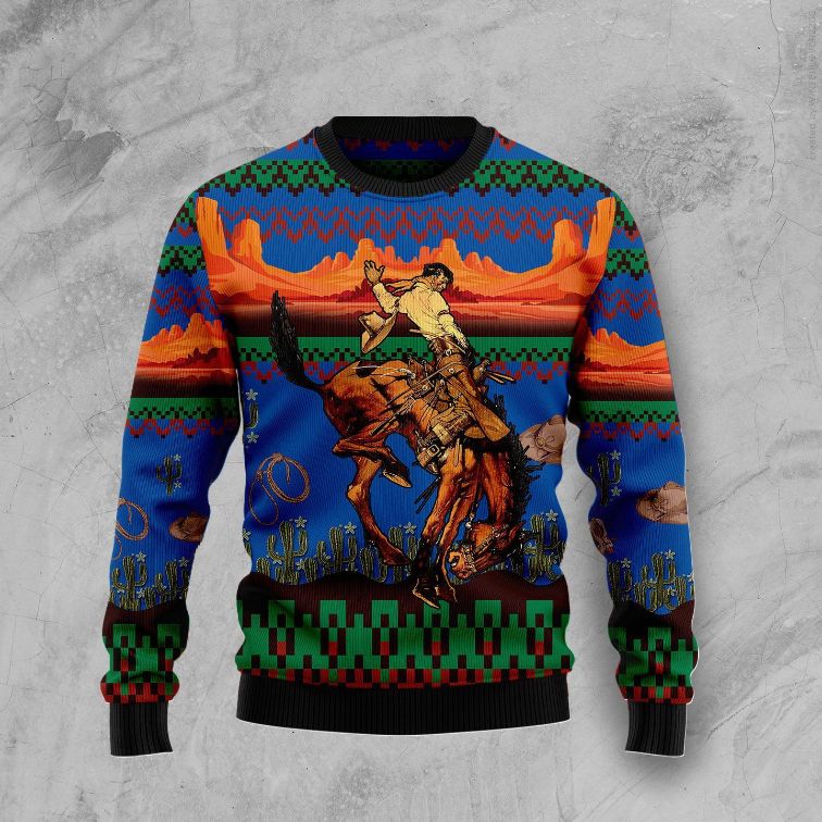 Cownboy And The Horse Christmas 3D Sweater