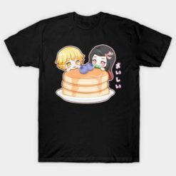 Cute Chibi Zenitsu Nezuko Pancake Kimetsu No Yaiba Demon Slayer Unisex T-Shirt