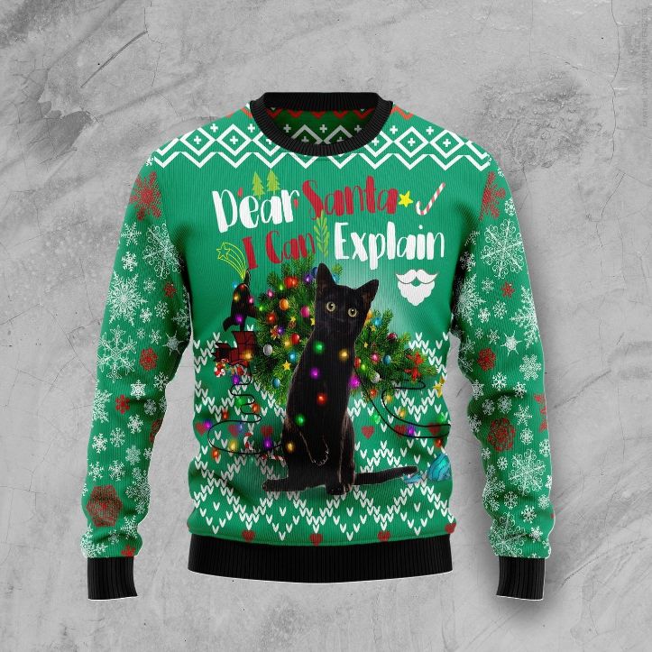 Explain Christmas Black Cat 3D Sweater