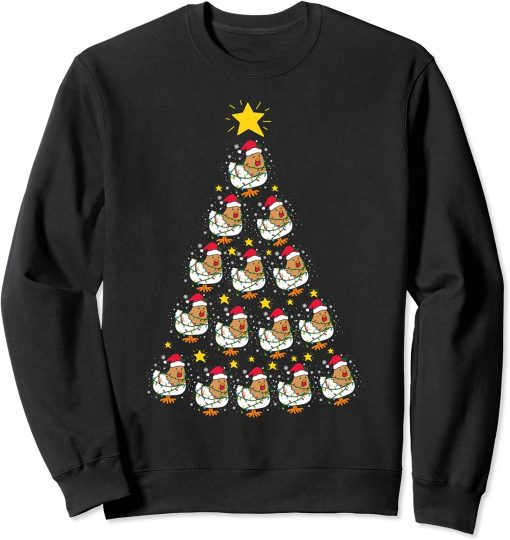 Funny Animals Lovers Christmas Tree Cool Chicken Unisex Sweatshirt