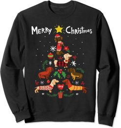 Funny Dachshund Christmas Tree Unisex Sweatshirt