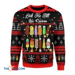 Funny Lick Me Till Ice Cream Christmas Sweater