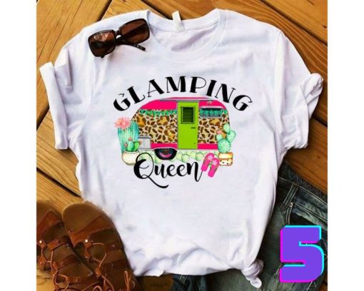 Glamping Queen T-Shirt, Camping Theme