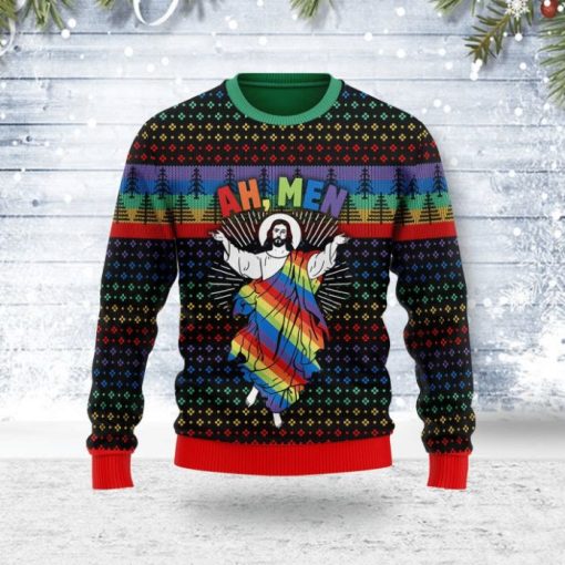 Jesus Ah Men LGBTQ+ Ugly Sweater