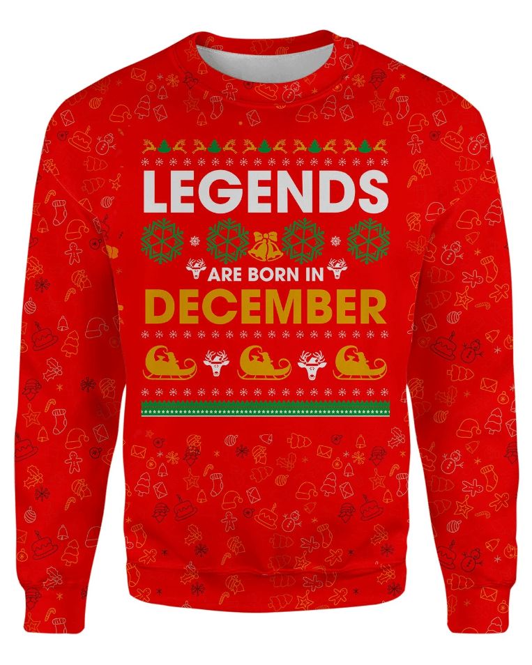 Legend December Ugly Christmas All Over Printed Sweater