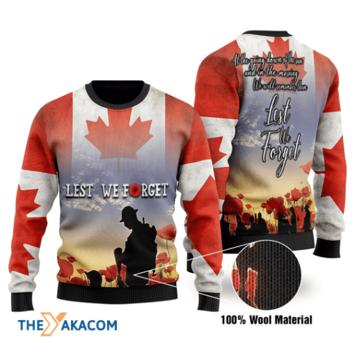 Lest We Forget Canadian Christmas Veteran Sweater