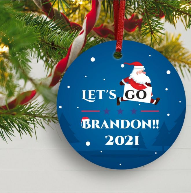 Lets Go Brandon Santa Claus Anti Vax Christmas 2021 Ceramic Ornament