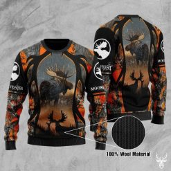 Moose Hunter Ugly Christmas All Over Printed Sweater