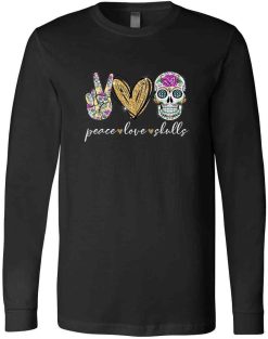 Peace Love Sugar Skull Hippie Heart Unisex T-Shirt