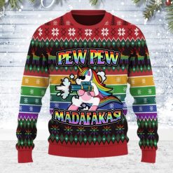 Pew Pew Madafakas Unicorn LGBT Ugly Sweater