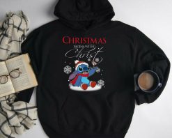 Stitch Christmas Begins With Christ Unisex Hoodie