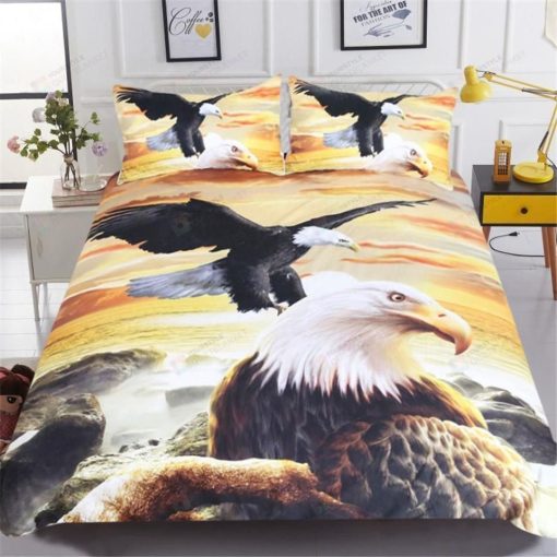 Sunset With Bald Eagle Bedding Set