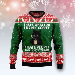 That’s What I Do I Drink Coffee I Hate People Black Cat Sweater