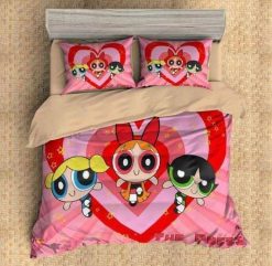 The Powerpuff Girls Heart Background Bedding Set