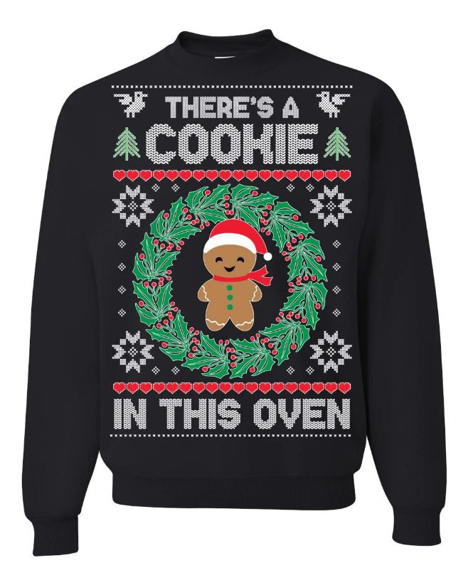 There's A Cookie in the Oven Pregnancy Ugly Christmas Sweater