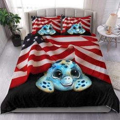 Turtle And American Flag Bedding Set