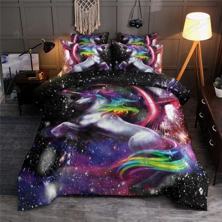 Unicorn Rainbow Galaxy Bedding Set, Galaxy Unicorn Bedding Set