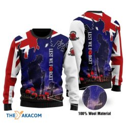 United Kingdom Veterans Lets We Forget 3D Sweater