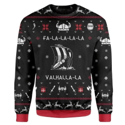 Valhalla Viking Ugly Christmas Sweater 3D All Over Print