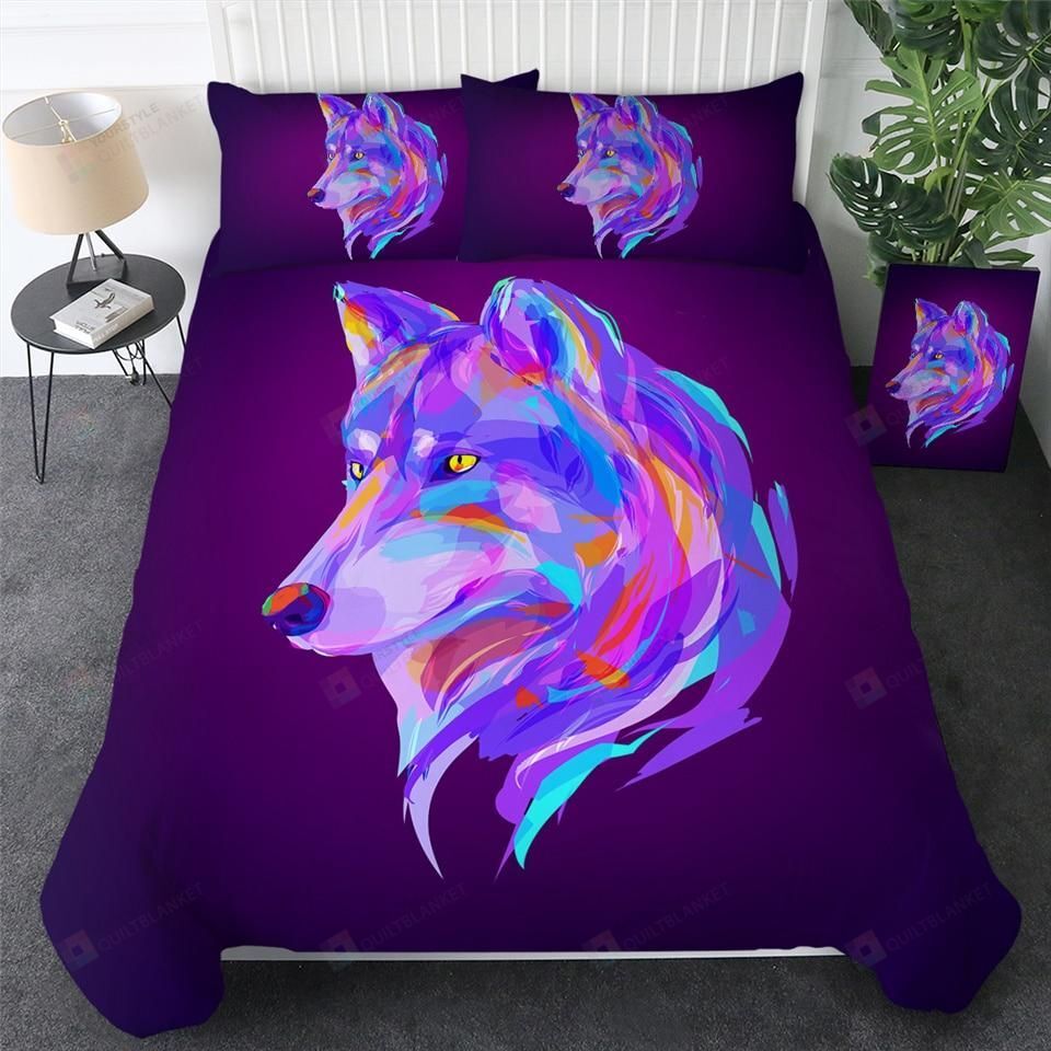 Vibrant Colors Wolf Bedding Set