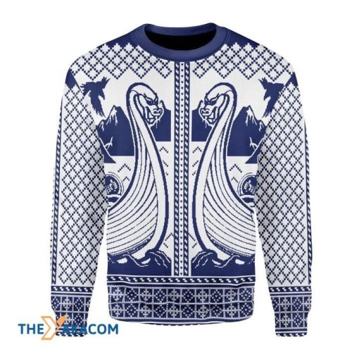 Viking Dragon Boat Gift For Christmas Ugly Sweater