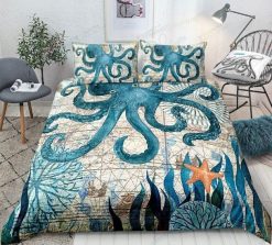 Vintage Blue Octopus Bedding Set