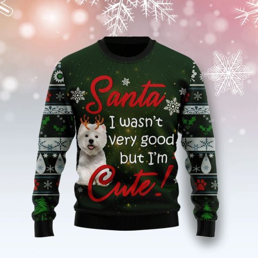 West Highland White Terrier Santa I Wasn’t Very Good But I’m Cute 3D Sweater