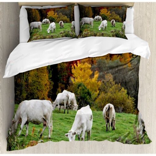 White Cows In The Mountain Bedding Set