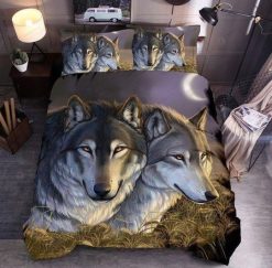 Wolf Couple At Night Bedding Set